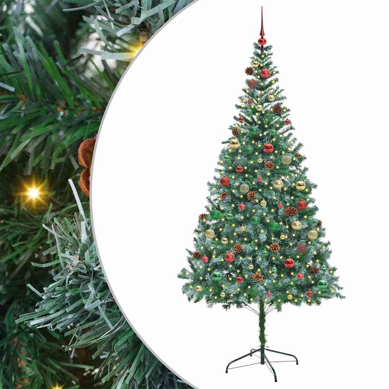 vidaXL Mű karácsonyfa 300 LED-del állvánnyal Zöld 210 cm PVC és Acél