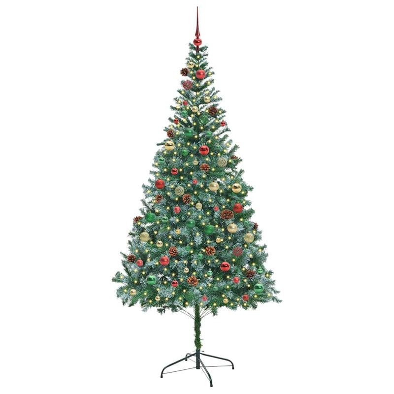 vidaXL Mű karácsonyfa 300 LED-del állvánnyal Zöld 210 cm PVC és Acél