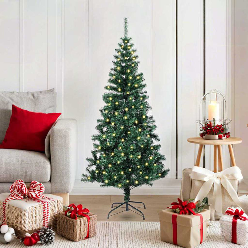 vidaXL Mesterséges, előre világított karácsonyi fa Zöld 120 cm