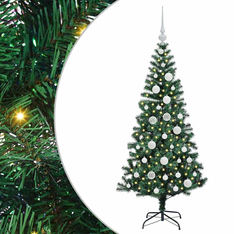 vidaXL Mesterséges, előre világított karácsonyi fa Zöld 120 cm