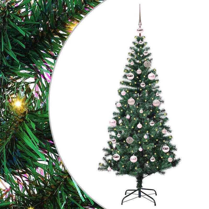 vidaXL Mesterséges, előre világított karácsonyi fa Zöld 150 cm