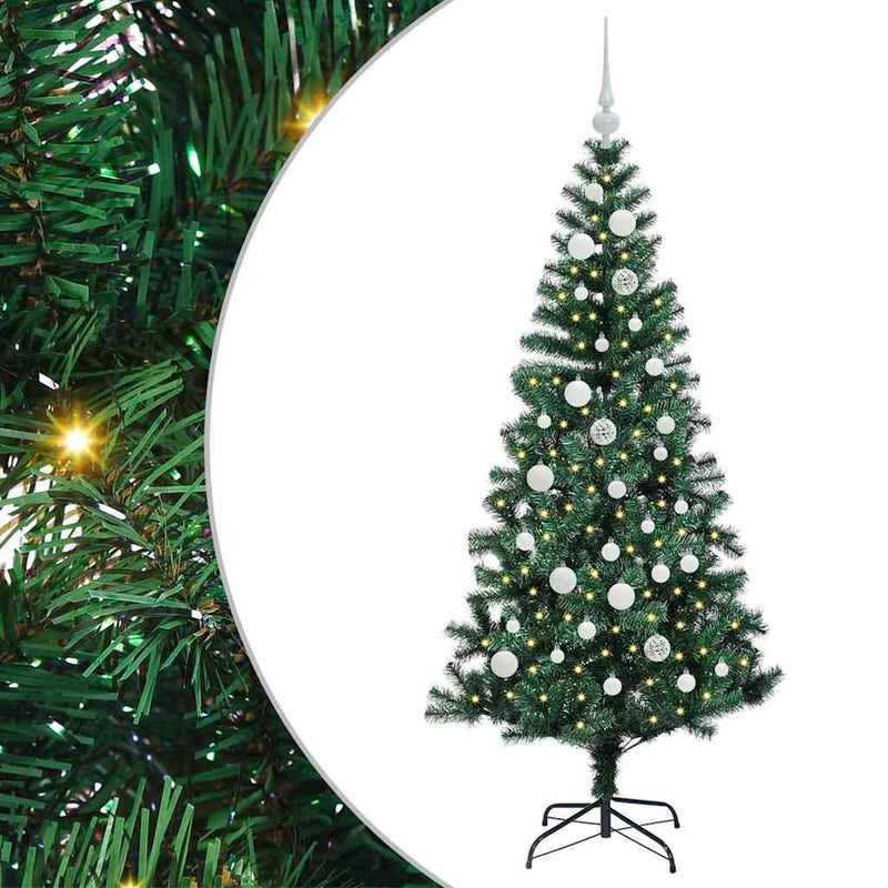 vidaXL Mesterséges, előre világított karácsonyi fa Zöld 150 cm