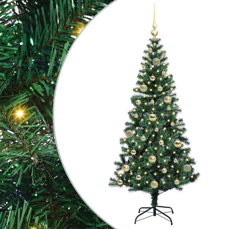 vidaXL Mesterséges, előre világított karácsonyi fa Zöld 150 cm