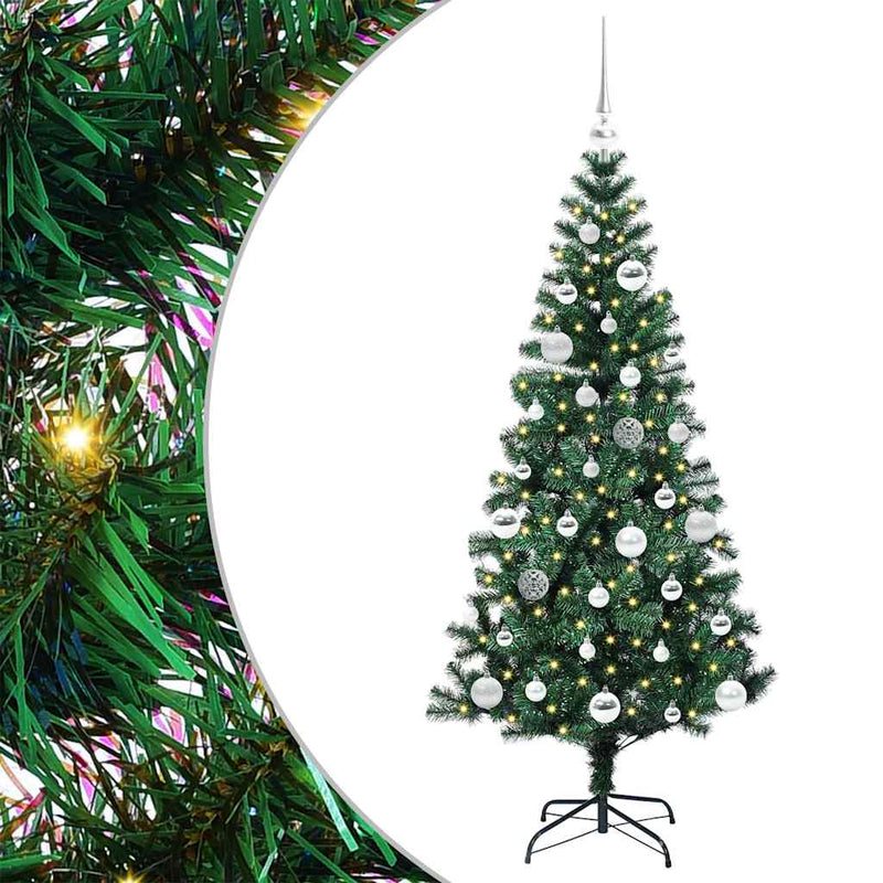 vidaXL Mesterséges, előre világított karácsonyi fa Zöld 150 cm