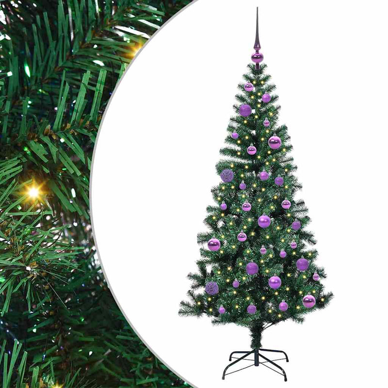 vidaXL Mesterséges, előre világított karácsonyi fa Zöld 150 cm