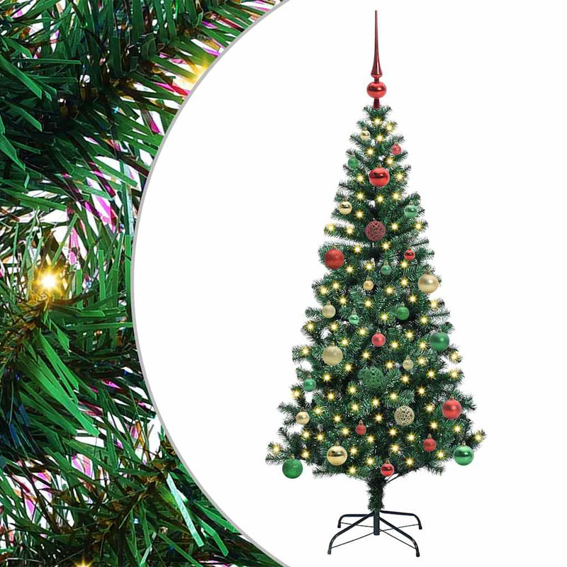 vidaXL Mesterséges, előre világított karácsonyi fa Zöld 150 cm