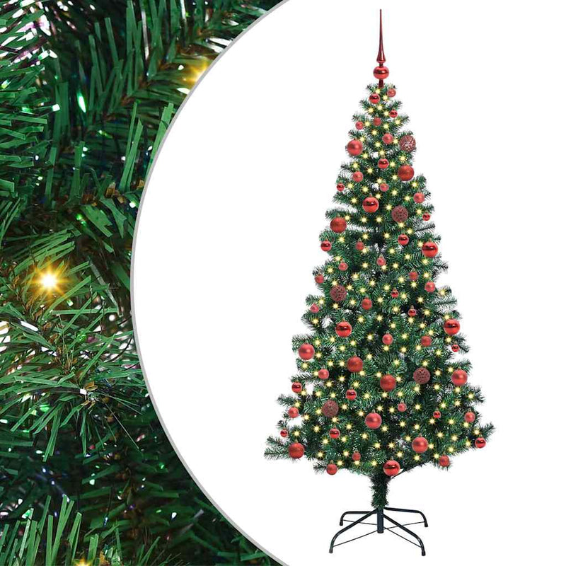 vidaXL Mesterséges, előre világított karácsonyi fa Zöld 180 cm