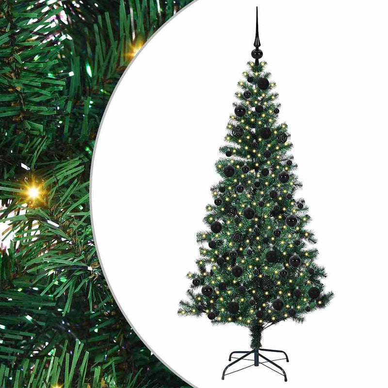 vidaXL Mesterséges, előre világított karácsonyi fa Zöld 180 cm