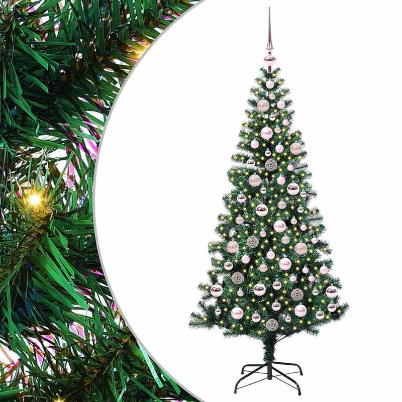 vidaXL Mesterséges, előre világított karácsonyi fa Zöld 180 cm