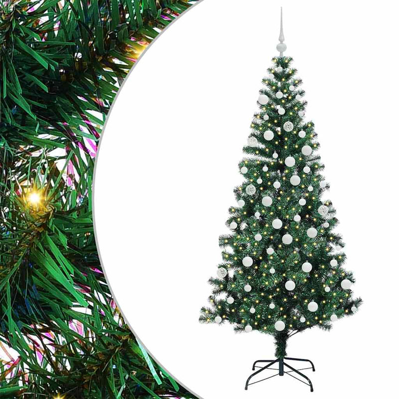 vidaXL Mesterséges, előre világított karácsonyi fa Zöld 180 cm