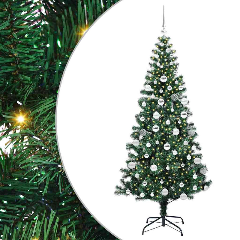 vidaXL Mesterséges, előre világított karácsonyi fa Zöld 180 cm