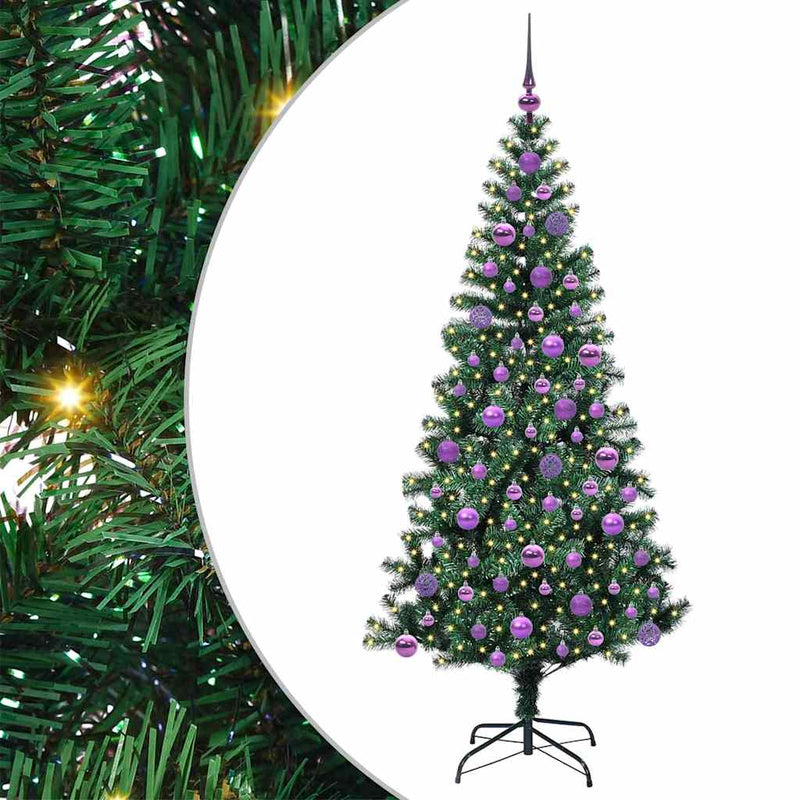 vidaXL Mesterséges, előre világított karácsonyi fa Zöld 180 cm