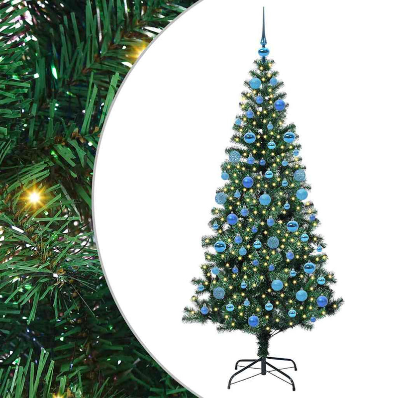 vidaXL Mesterséges, előre világított karácsonyi fa Zöld 180 cm
