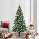 vidaXL Mesterséges, előre világított karácsonyi fa Zöld 210 cm