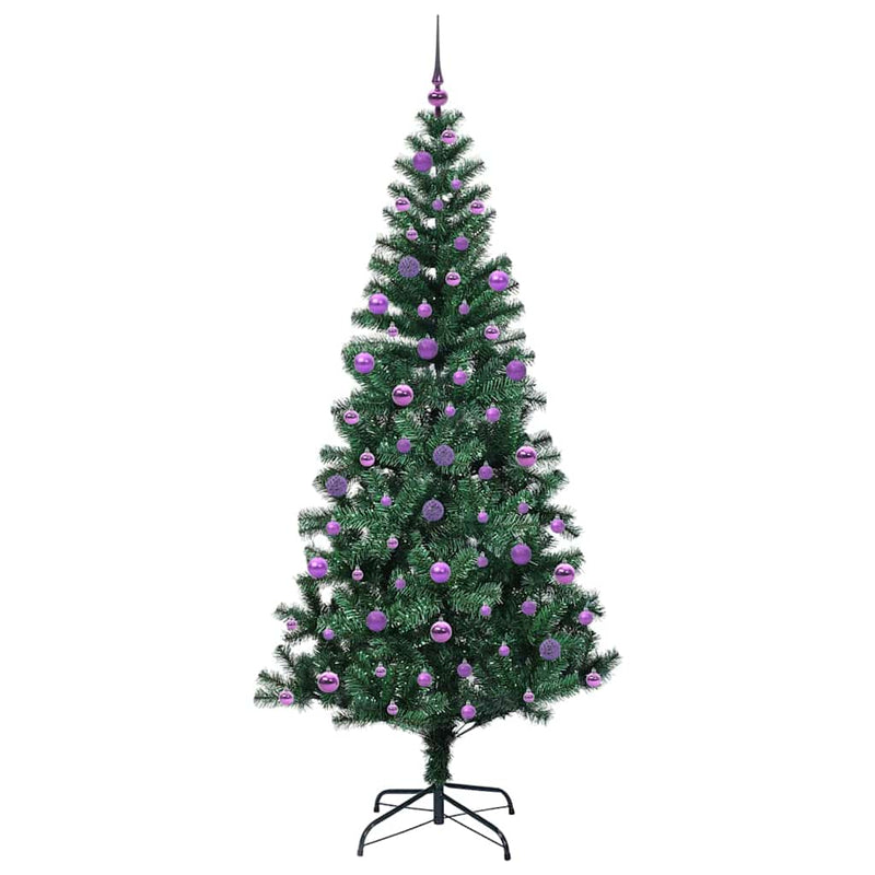 vidaXL Mesterséges, előre világított karácsonyi fa Zöld 210 cm