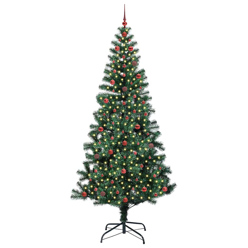 vidaXL Mesterséges, előre világított karácsonyi fa Zöld 240 cm