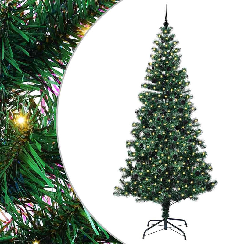 vidaXL Mesterséges, előre világított karácsonyi fa Zöld 240 cm