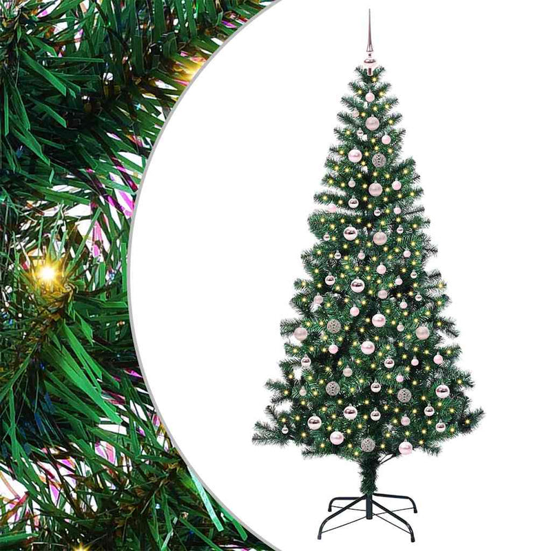 vidaXL Mesterséges, előre világított karácsonyi fa Zöld 240 cm