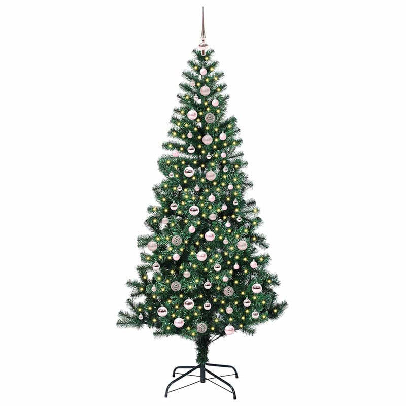 vidaXL Mesterséges, előre világított karácsonyi fa Zöld 240 cm
