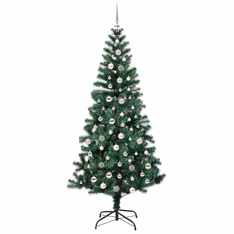 vidaXL Mesterséges, előre világított karácsonyi fa Zöld 240 cm