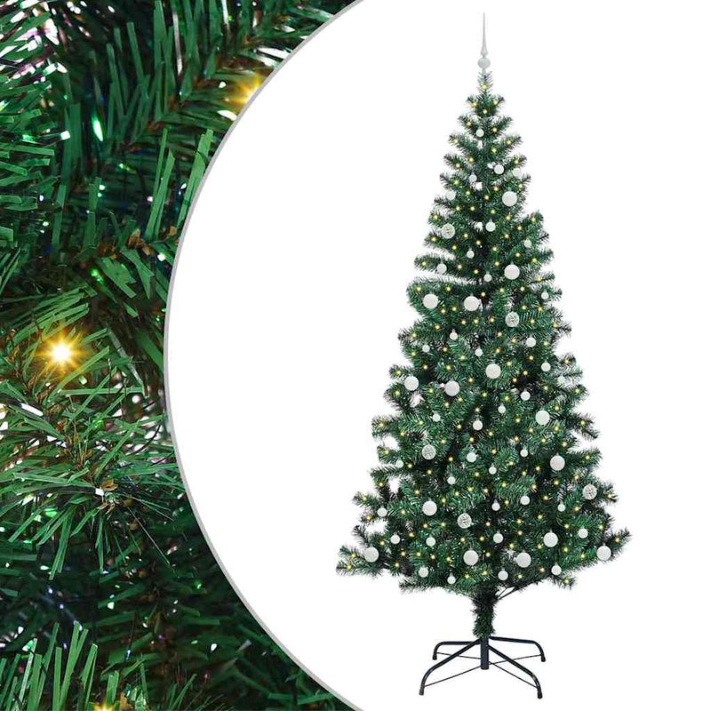 vidaXL Mesterséges, előre világított karácsonyi fa Zöld 240 cm