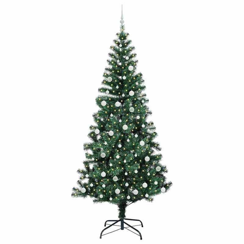 vidaXL Mesterséges, előre világított karácsonyi fa Zöld 240 cm