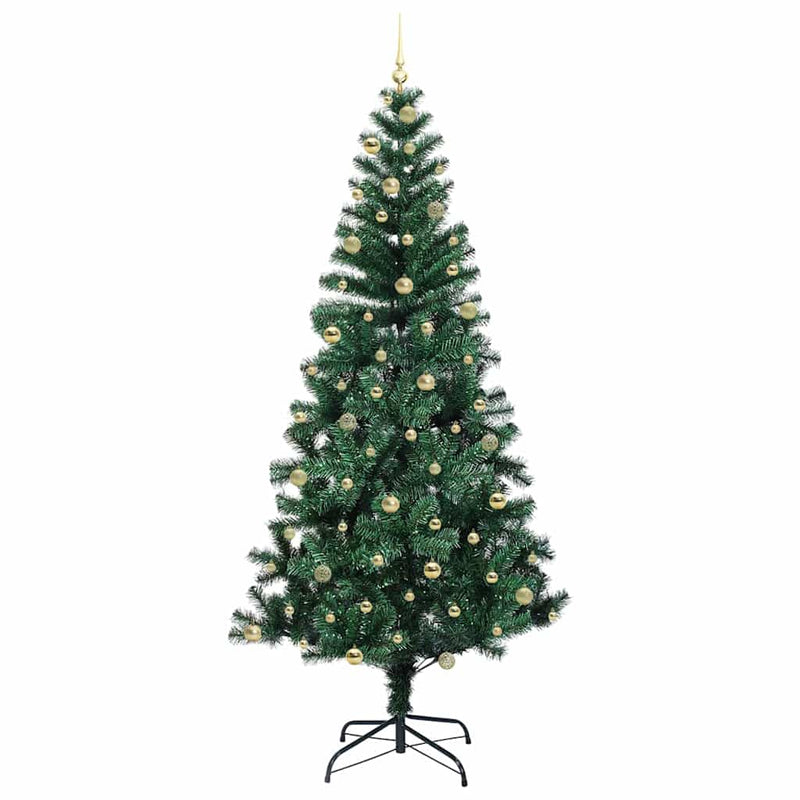 vidaXL Mesterséges, előre világított karácsonyi fa Zöld 240 cm
