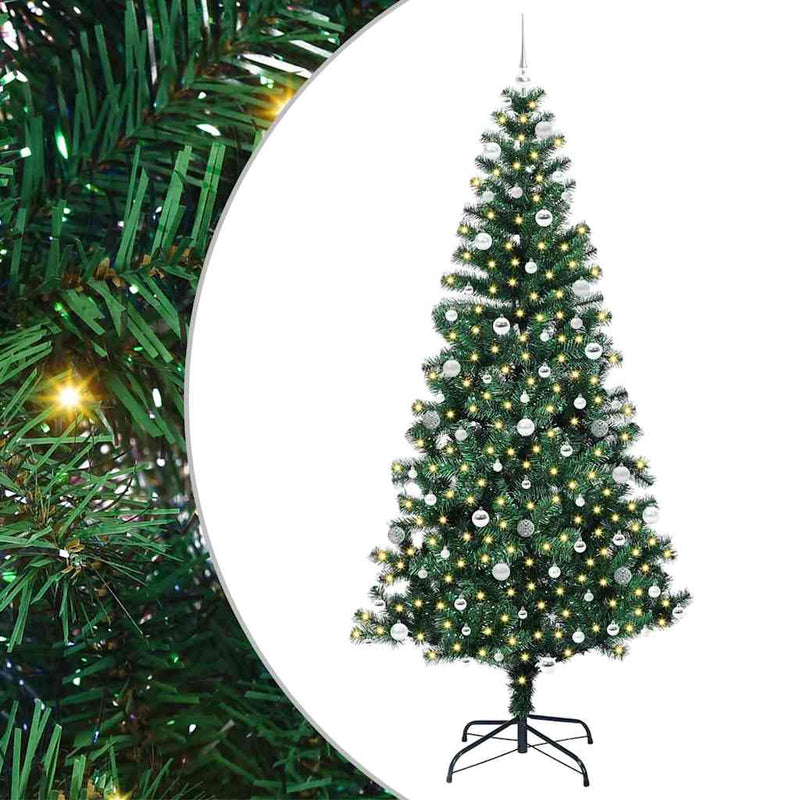 vidaXL Mesterséges, előre világított karácsonyi fa Zöld 240 cm