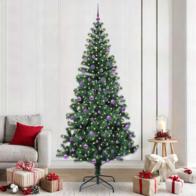 vidaXL Mesterséges, előre világított karácsonyi fa Zöld 240 cm