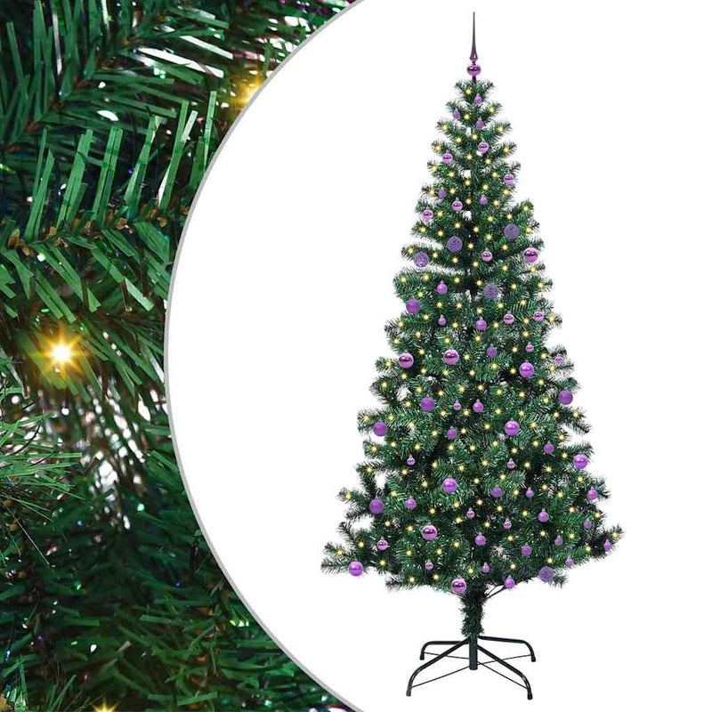vidaXL Mesterséges, előre világított karácsonyi fa Zöld 240 cm
