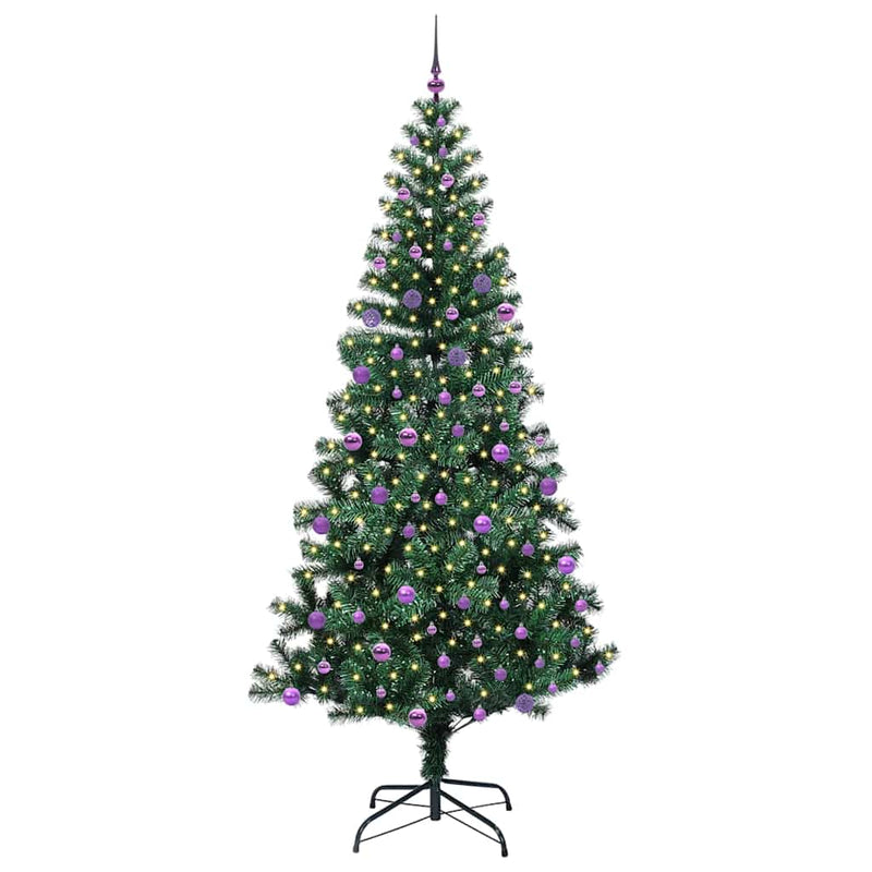 vidaXL Mesterséges, előre világított karácsonyi fa Zöld 240 cm