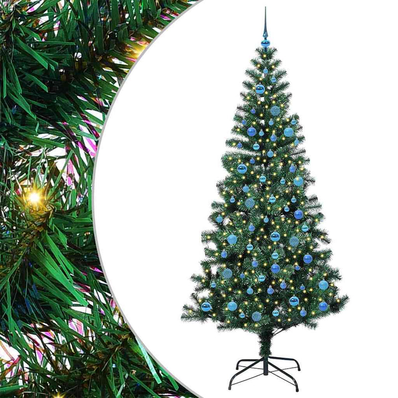vidaXL Mesterséges, előre világított karácsonyi fa Zöld 240 cm