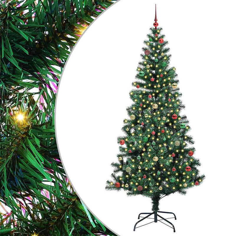 vidaXL Mesterséges, előre világított karácsonyi fa Zöld 240 cm