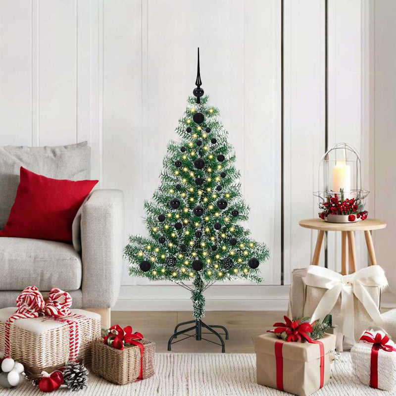 vidaXL Mű karácsonyi fa hóval borítva LED fényekkel 120 cm