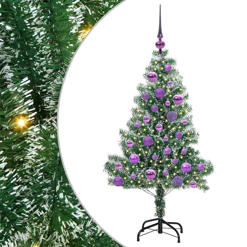 vidaXL Mű karácsonyi fa hóval borítva LED fényekkel 120 cm