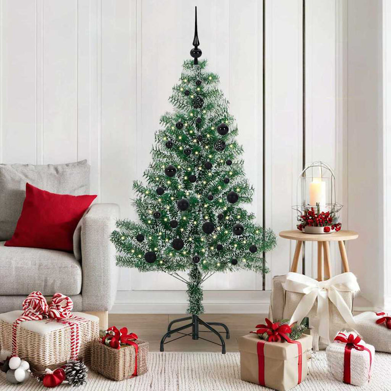 vidaXL Mű karácsonyi fa hóval borítva LED fényekkel 150 cm