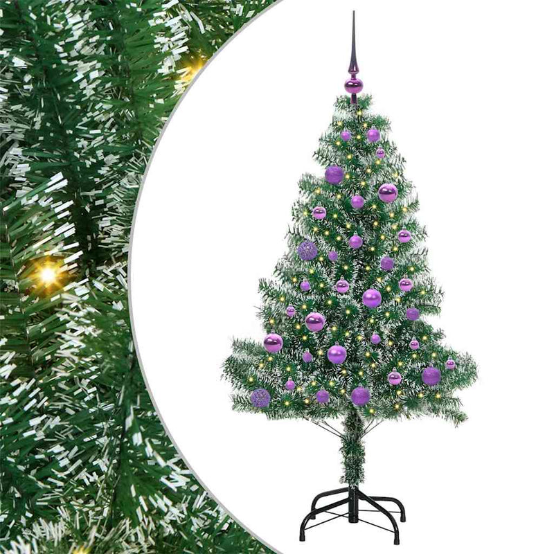 vidaXL Mű karácsonyi fa hóval borítva LED fényekkel 150 cm