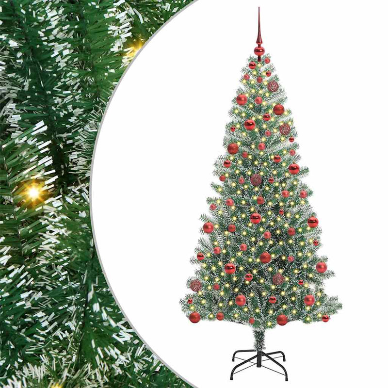 vidaXL Mű karácsonyi fa hóval borítva LED fényekkel 180 cm