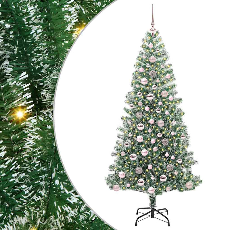 vidaXL Mű karácsonyi fa hóval borítva LED fényekkel 180 cm