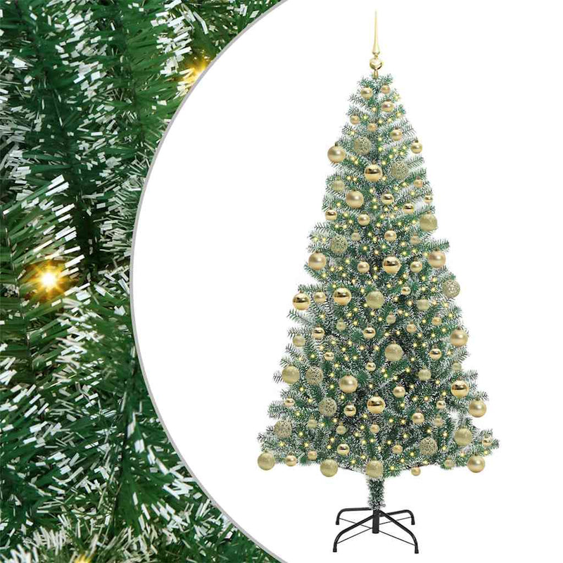 vidaXL Mű karácsonyi fa hóval borítva LED fényekkel 180 cm