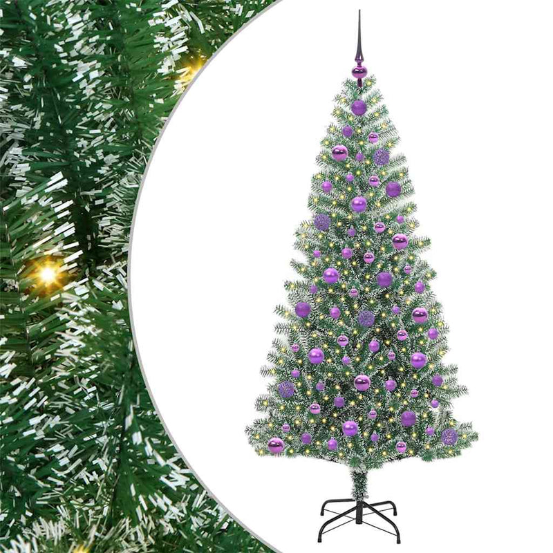 vidaXL Mű karácsonyi fa hóval borítva LED fényekkel 180 cm