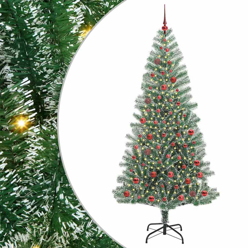 vidaXL Mű karácsonyi fa hóval borítva LED fényekkel 210 cm