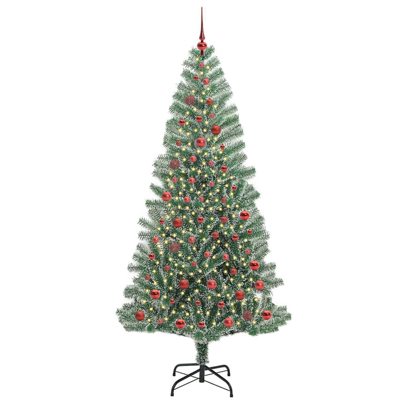 vidaXL Mű karácsonyi fa hóval borítva LED fényekkel 210 cm