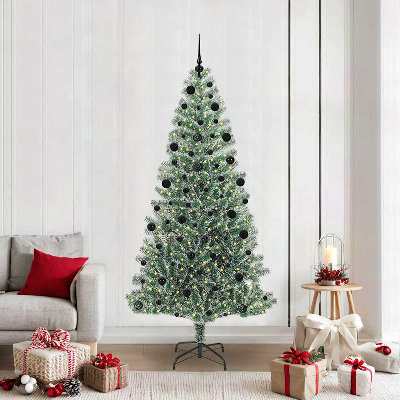 vidaXL Mű karácsonyi fa hóval borítva LED fényekkel 210 cm