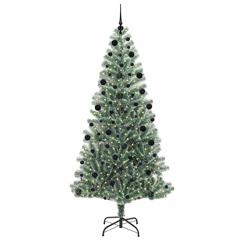 vidaXL Mű karácsonyi fa hóval borítva LED fényekkel 210 cm