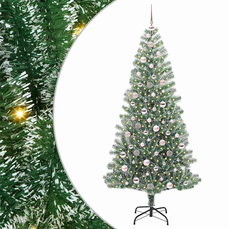 vidaXL Mű karácsonyi fa hóval borítva LED fényekkel 210 cm