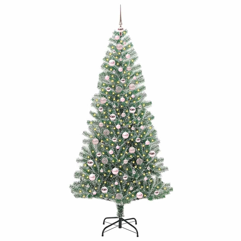 vidaXL Mű karácsonyi fa hóval borítva LED fényekkel 210 cm