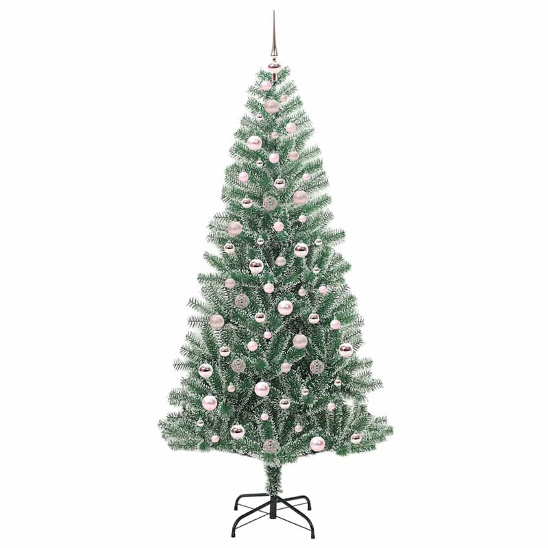 vidaXL Mű karácsonyi fa hóval borítva LED fényekkel 210 cm
