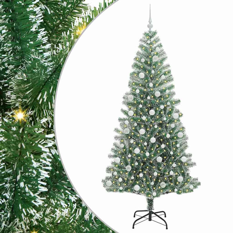 vidaXL Mű karácsonyi fa hóval borítva LED fényekkel 210 cm