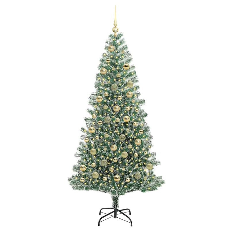 vidaXL Mű karácsonyi fa hóval borítva LED fényekkel 210 cm